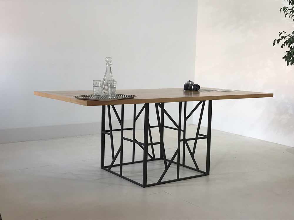 table bois pied métal design