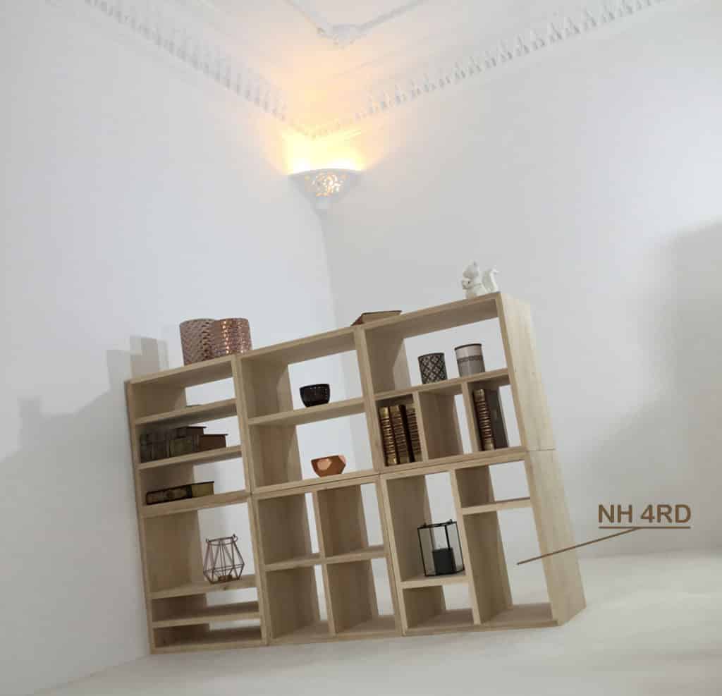 Module NH4RD personnalisable, pour bibliothèque design en bois.