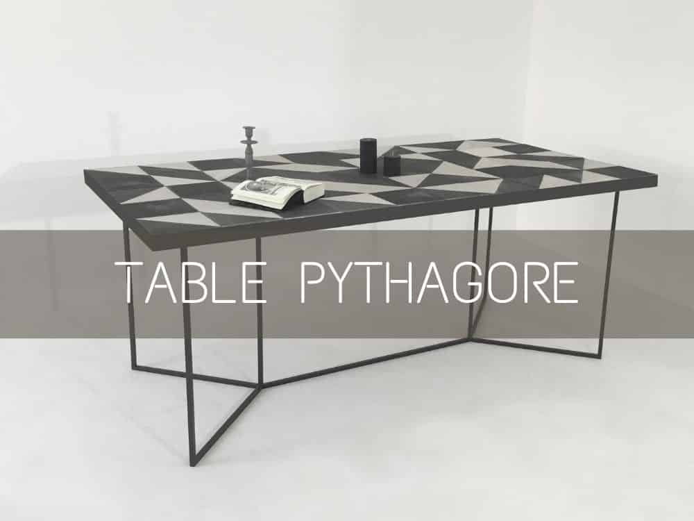 table avec plateau en carreaux de ciment blancs et noirs