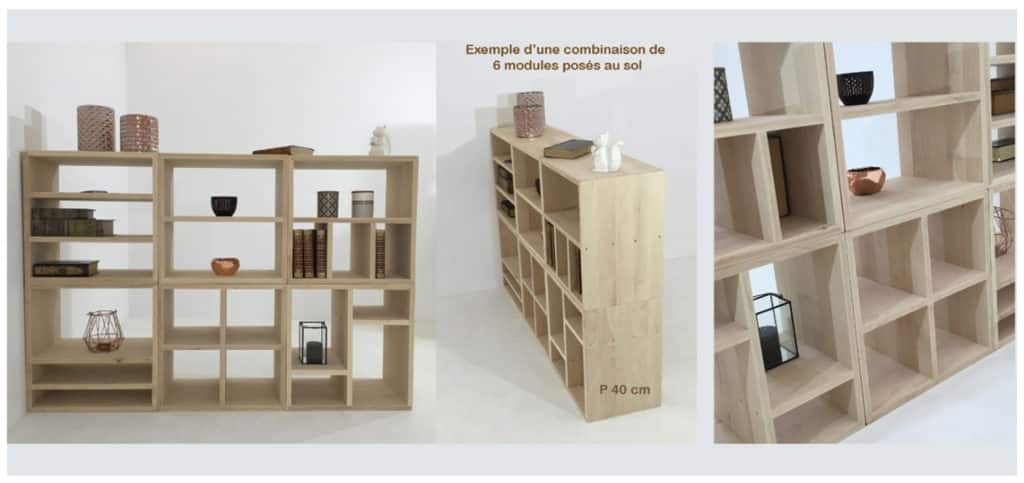 bibliothèques modulables bois massif composées de modules personnalisables