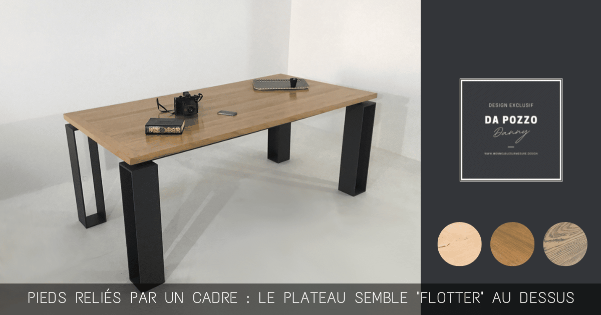 table bois massif haut de gamme avec pied métal au design original