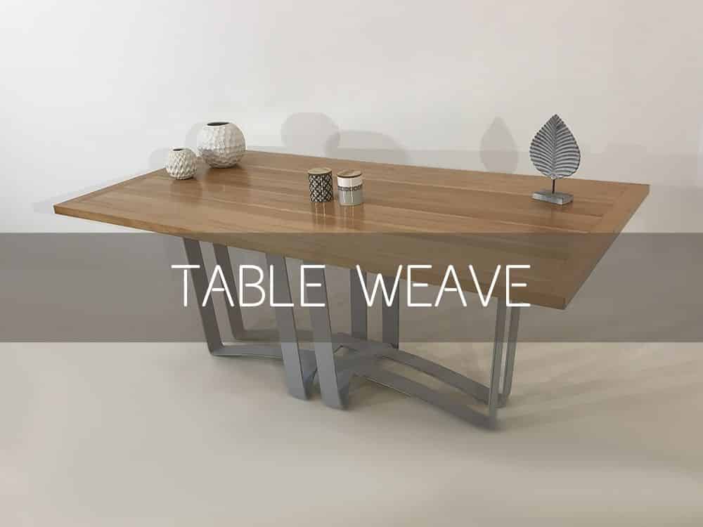 table WEAVE : pied en métal original et plateau en chêne