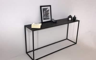 console métal noir, style minimaliste