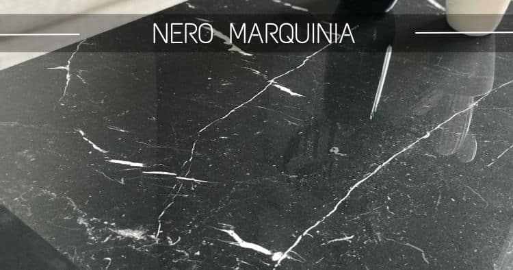 plateau céramique pour la table basse rectangulaire 120 cm x 60 cm, effet marbre noir avec veines blanches