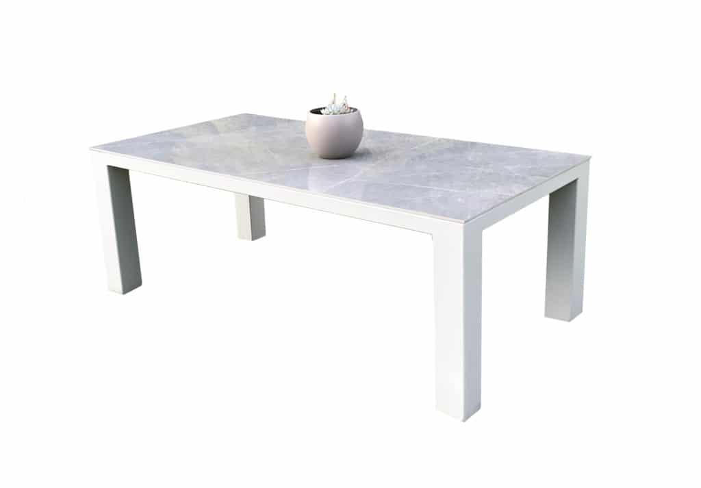 table céramique imitation marbre et métal