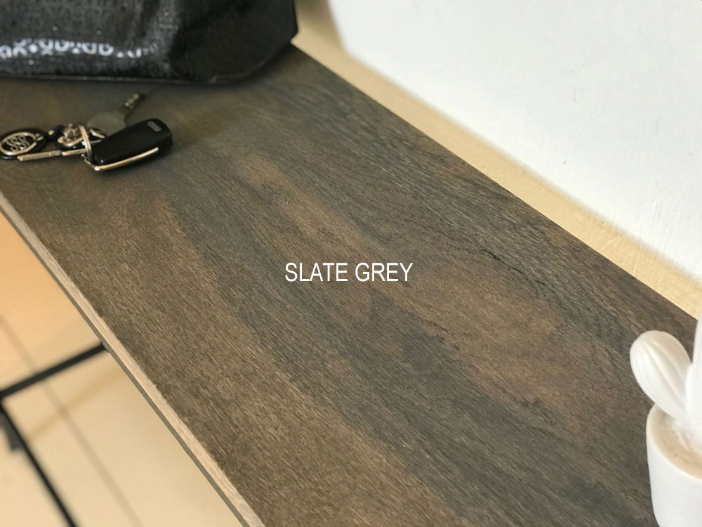 console bois métal avec plateau en chêne grisé
