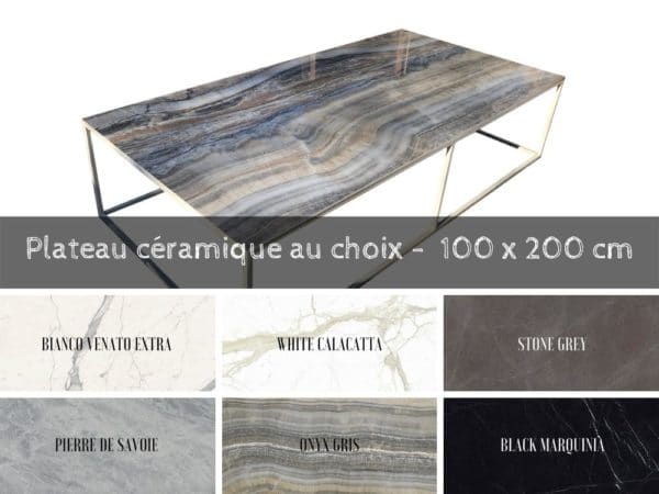 Grande table basse de luxe 100 cm x 200 cm