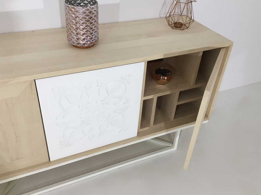 meuble salon sur-mesure bois et blanc