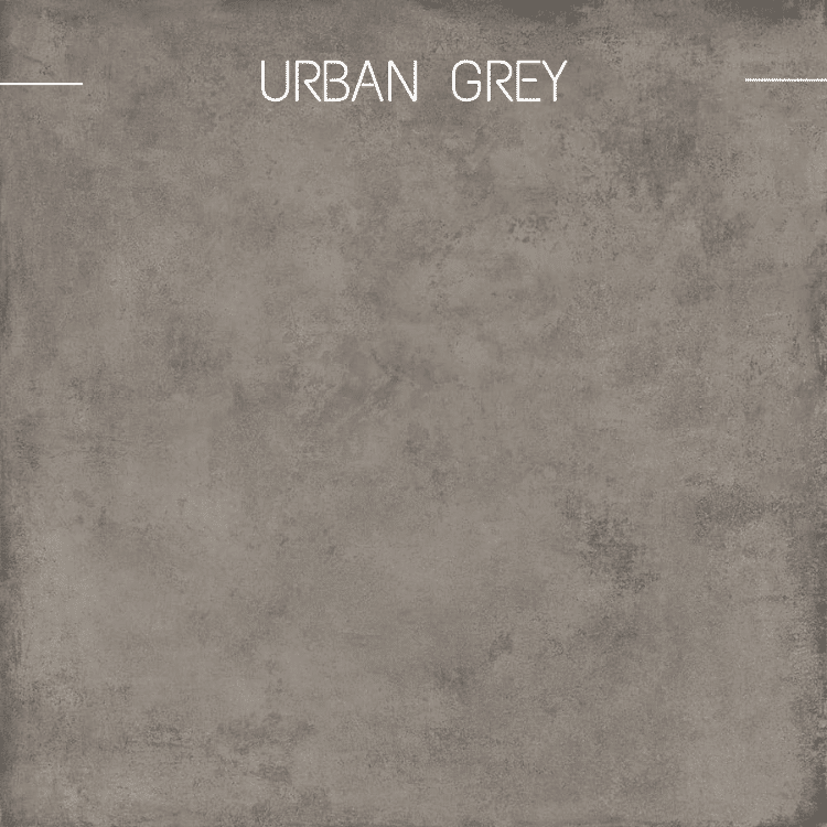 Céramique haut de gamme de forme carrée, couleur gris, avec un effet ciment d’aspect doux et cayeux.