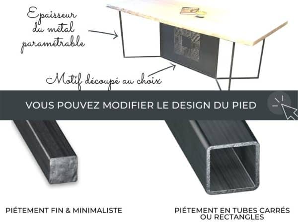 table design avec pied original en fer métal