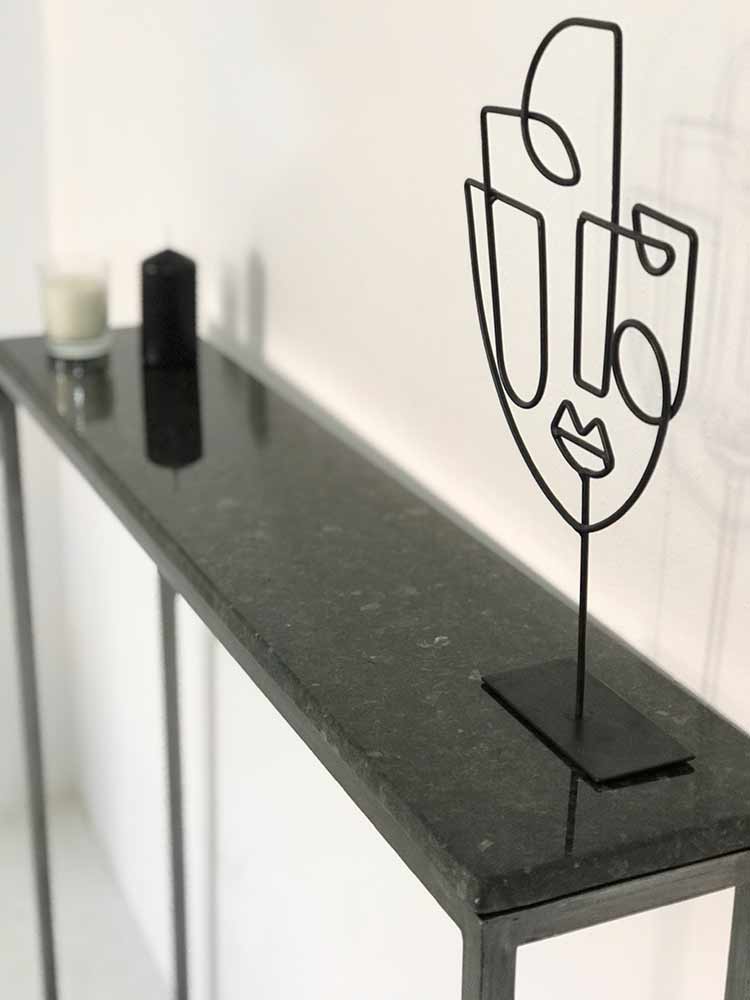console d'entrée en marbre granit noir