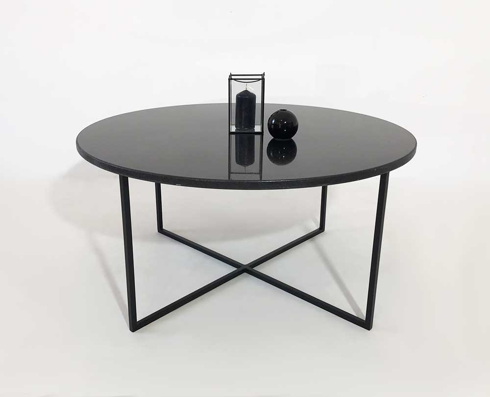 table basse de salon diamètre 100 cm, ronde marbre noir