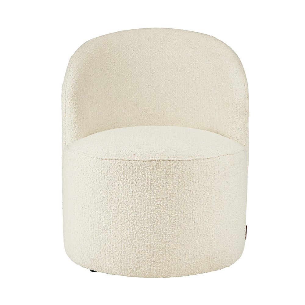 fauteuil Lounge en tissu bouclé blanc, vue de face