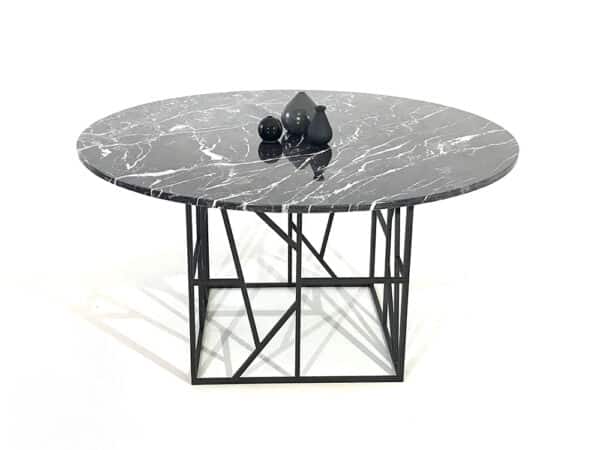Table à manger ronde en marbre avec pied original en métal