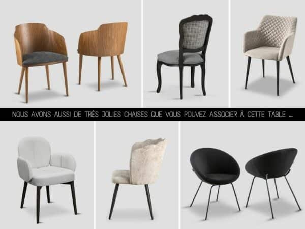 chaises de table à manger confortables en bois massif, tissu ou velours. Avec ou sans accoudoirs.
