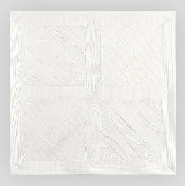 plateau carré 100 x 100 cm en bois massif blanc finition Neve.