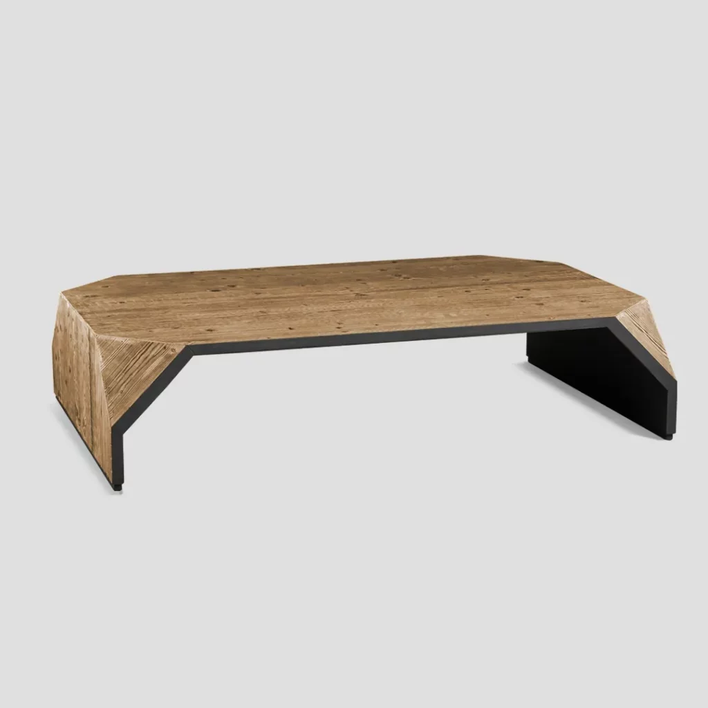 Table basse rectangulaire en bois massif avec finition Old Pine