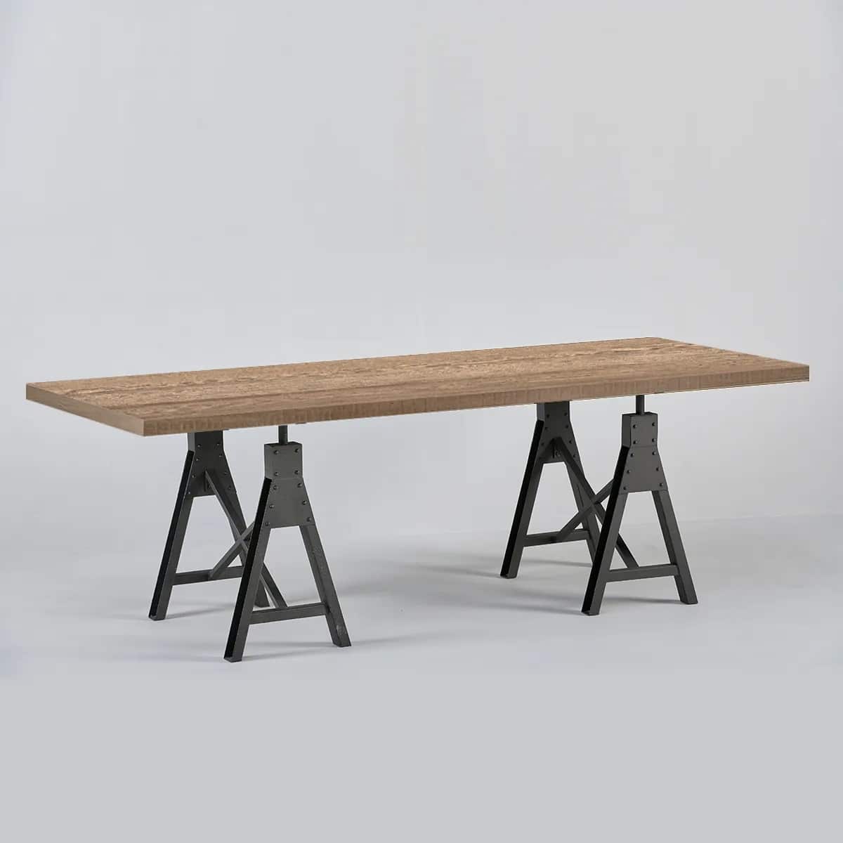 table de style Industriel avec pieds treteaux, fabrication Italienne haut de gamme