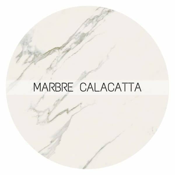 céramique effet marbre blanc Calacatta pour table ronde