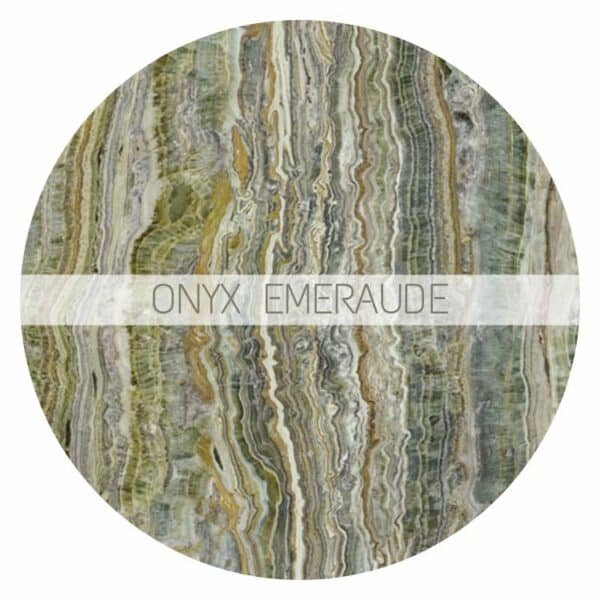 Céramique effet Onyx de couleur Emeraude, ivoire, ocre, beige et grise
