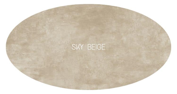 plateau ovale en céramique 140 cm et 150 cm, couleur beige avec nuances aléatoires