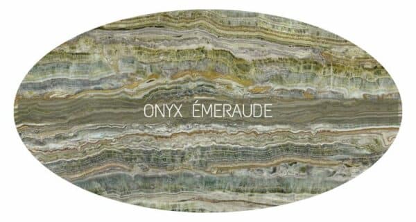 Céramique effet Onyx de couleur Emeraude, ivoire, ocre, beige et grise