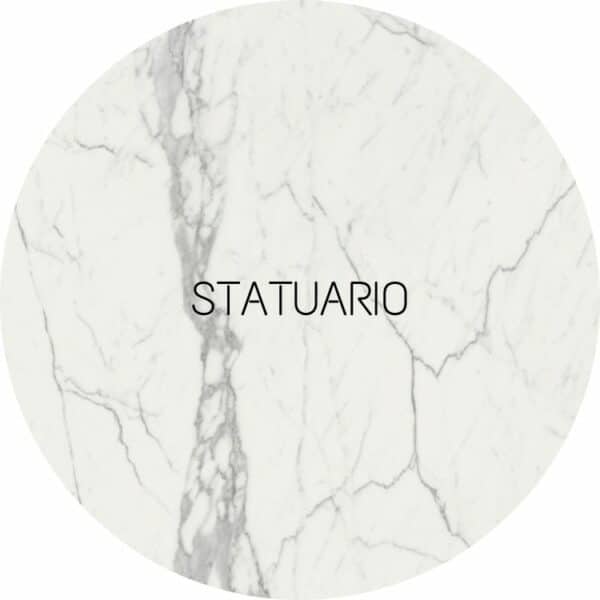 Plateau rond en céramique ronde effet marbre blanc statuaire avec veines grises