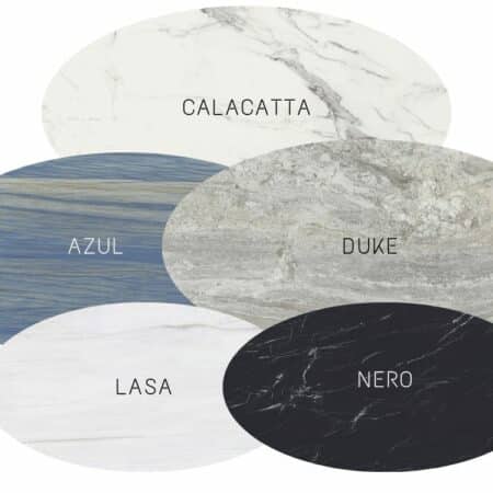 plateaux ovales en céramique, effet marbre blanc, marbre noir, bleu du brésil et onyx emeraude, au choix