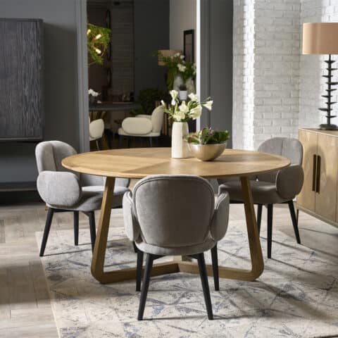 Table Bois Chêne Ragaba Table à Manger Ronde Jubi 80cm - Piédestal