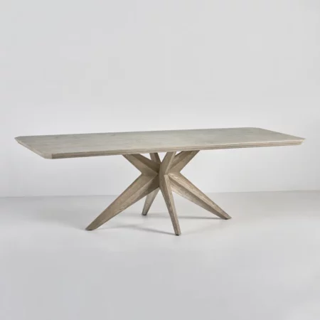 table à manger haut de gamme en bois de chêne, avec pied design en étoile